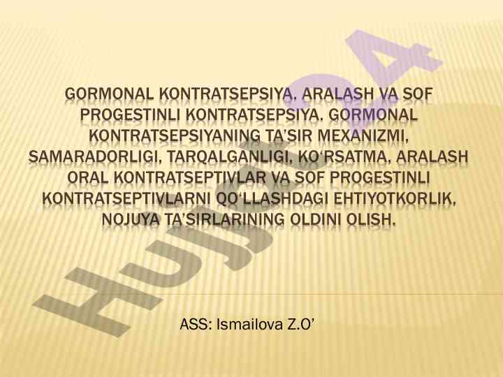 Gormonal kontratsepsiya va uning ta’sir mexanizmi