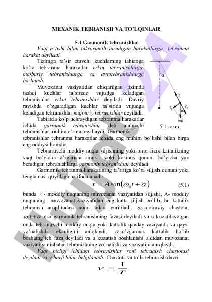 Garmonik tebranishlar haqida asosiy ma'lumotlar