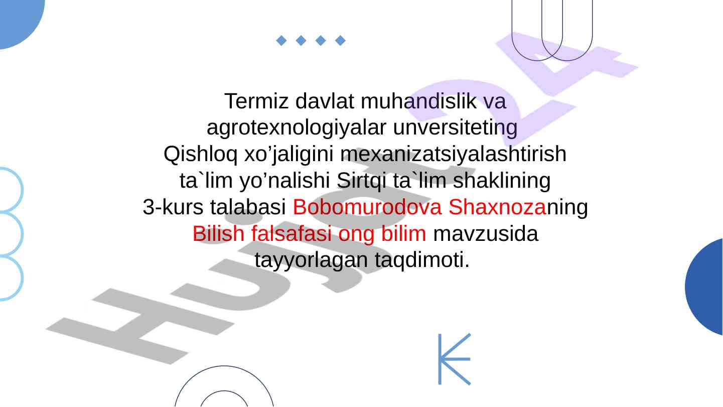 Bilish falsafasi ong bilim mavzusi taqdimoti