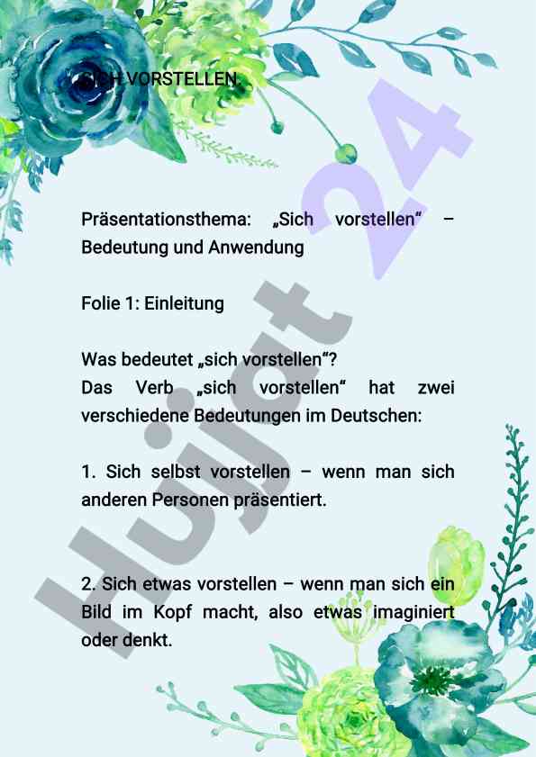 Präsentationsthema sich vorstellen bedeutung anwendung