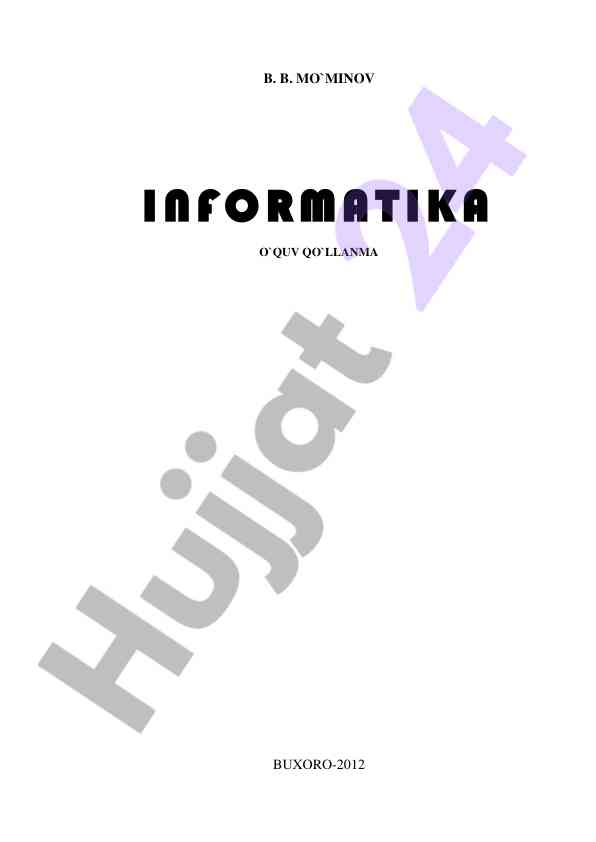 Informatika o‘quv qo‘llanma 2012 buxoro