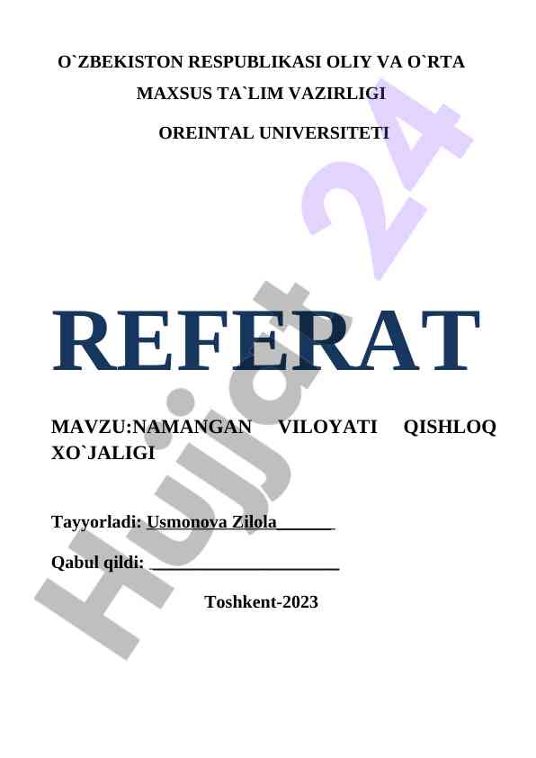 Namangan viloyati qishloq xo'jaligi tahlili