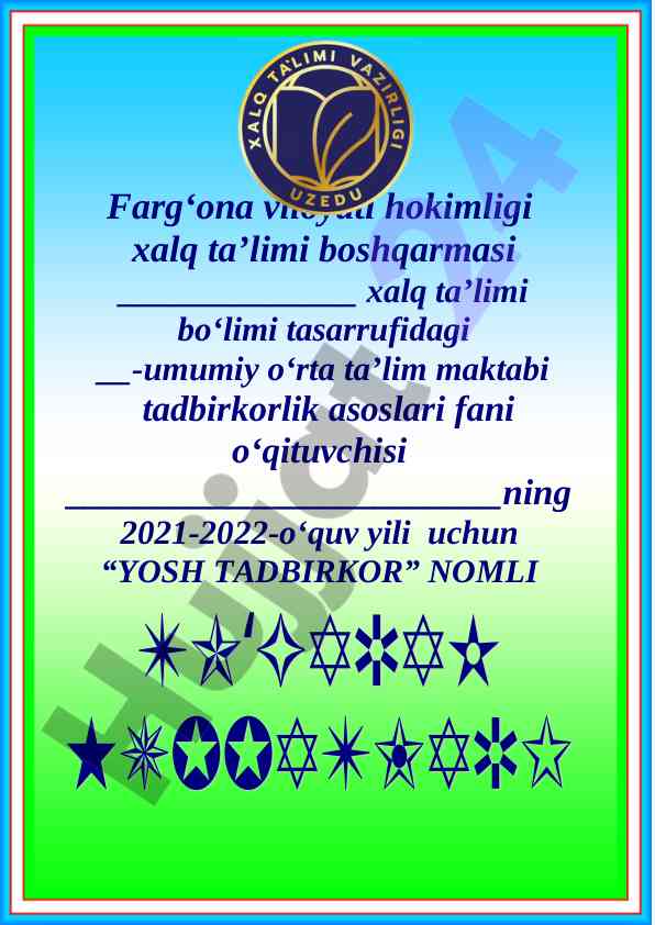 Yosh tadbirkor to‘garak a‘zolari haqida ma’lumot