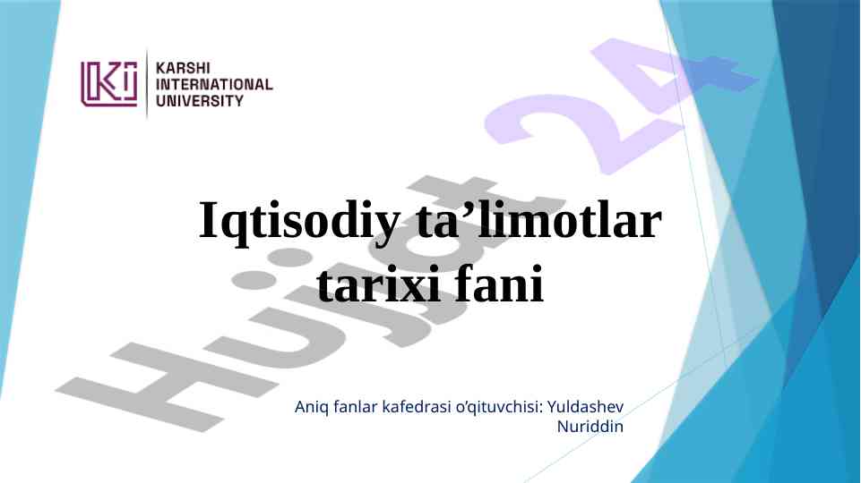 Iqtisodiy ta'limotlar tarixi va muammolari