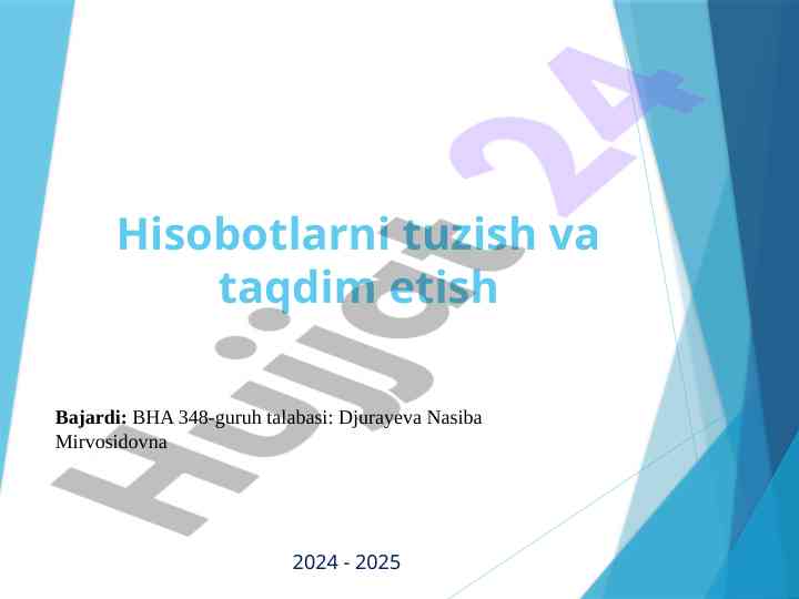 Moliyaviy hisobotlar tuzish va taqdim etish