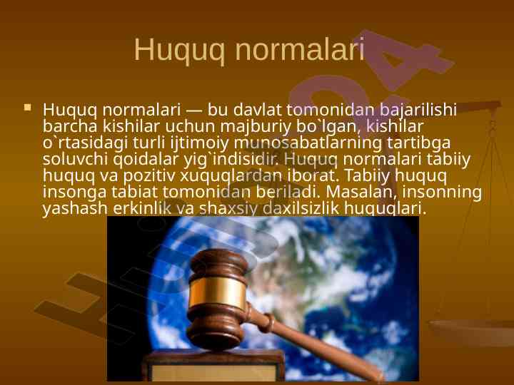 Huquq normalari va ularning o‘zaro munosabatlari