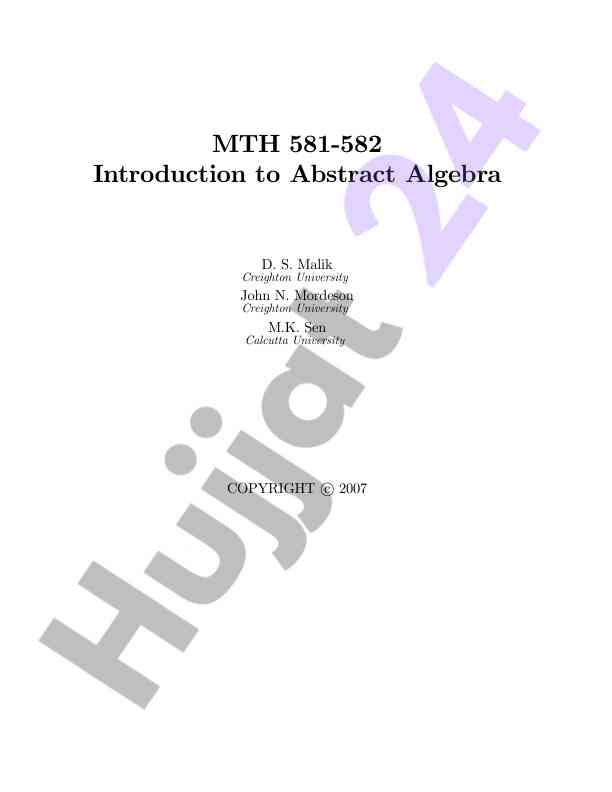 Introduction to abstract algebra course material