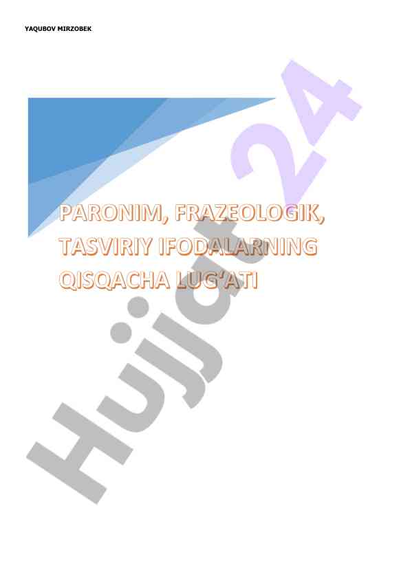Paronimlar lug‘ati tahlili va izohlar