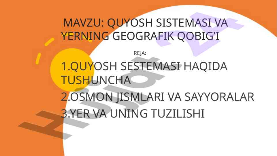 Quyosh sistemi va yerning geografik qobig’i