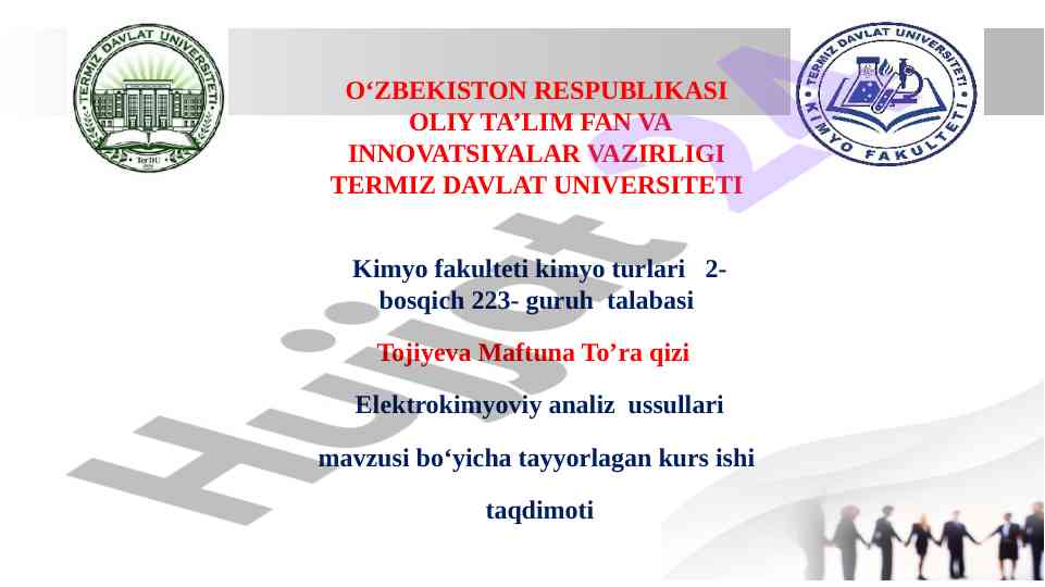 Elektrokimyoviy analiz usullari taqdimoti
