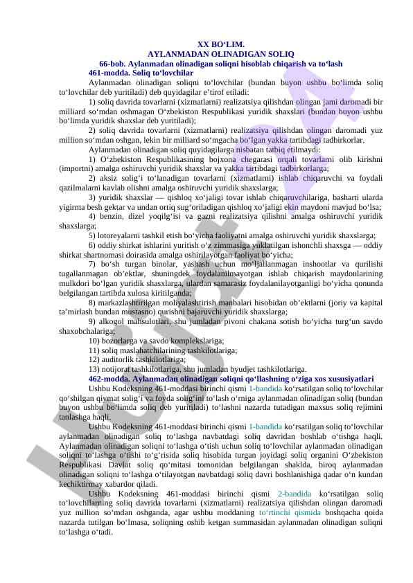 Aylanmadan olinadigan soliqni hisoblash metodologiyasi