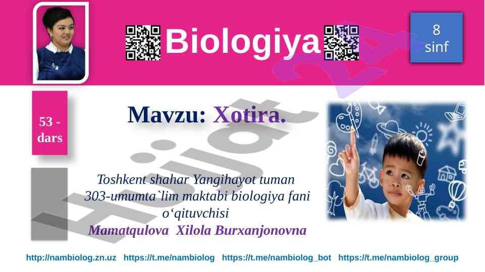 Xotira mavzusi bo'yicha o‘quv qo‘llanma