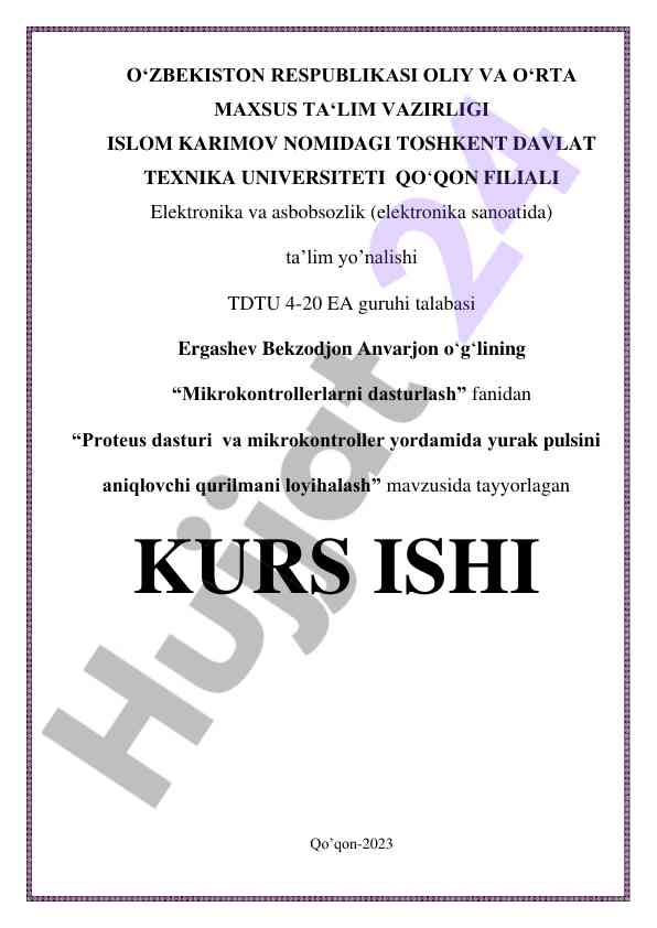 Mikrokontrollerlarni dasturlash: proteus dasturi loyihasi
