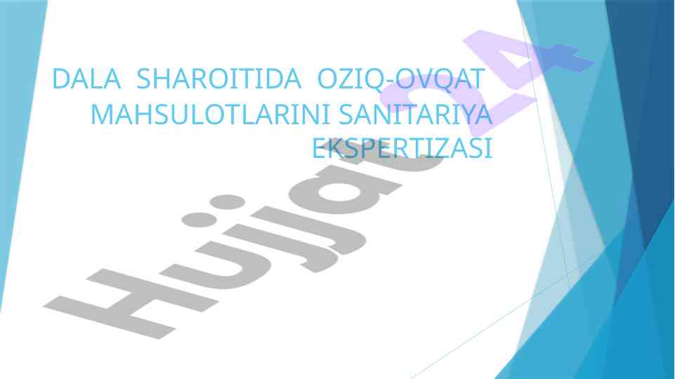 Dala sharoitida oziq-ovqat mahsulotlarini sanitariya ekspertizasi