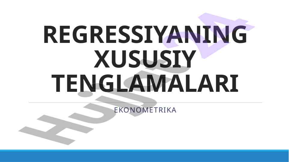 Regressiyaning Xususiy Tenglamalari