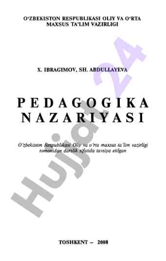 Pedagogika nazariyasi darslik oliy ta’lim uchun