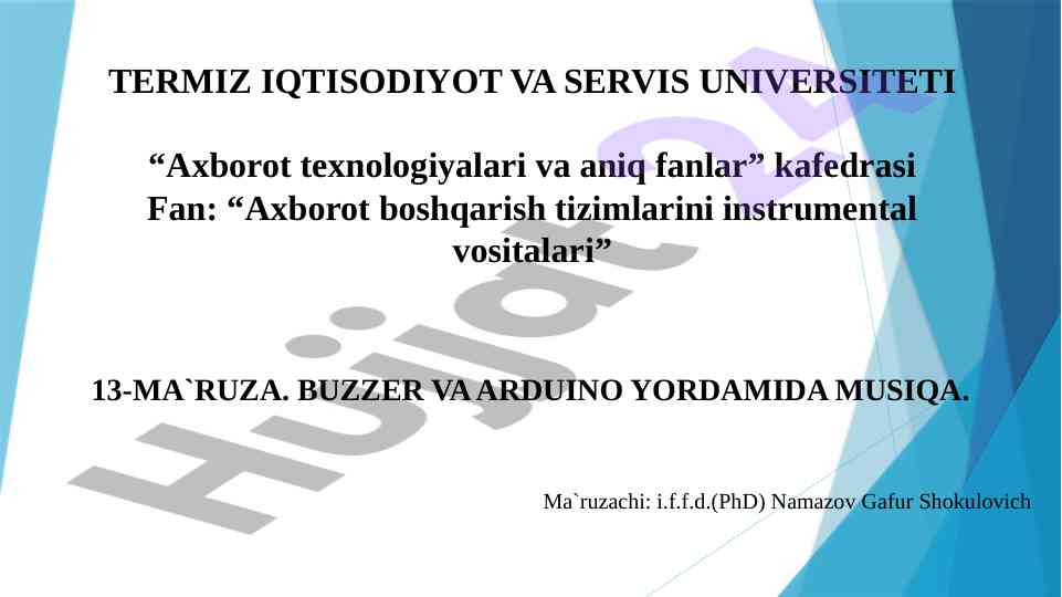 Buzzer va arduino yordamida musiqa o‘rganish