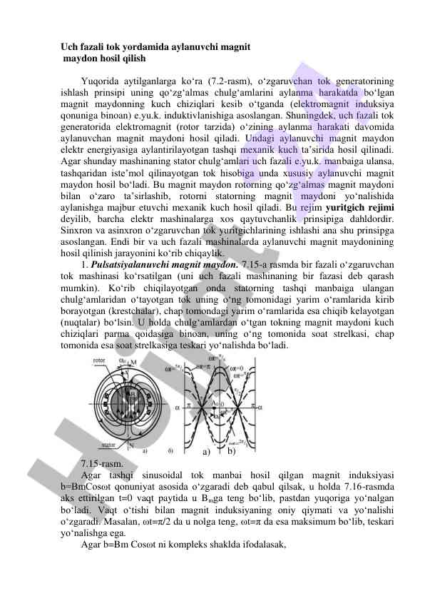 Uch fazali tok yordamida magnit maydon va induksiya