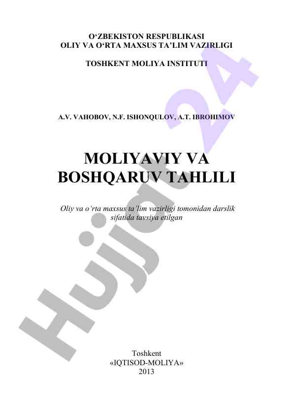 Moliyaviy va boshqaruv tahlili darsligi