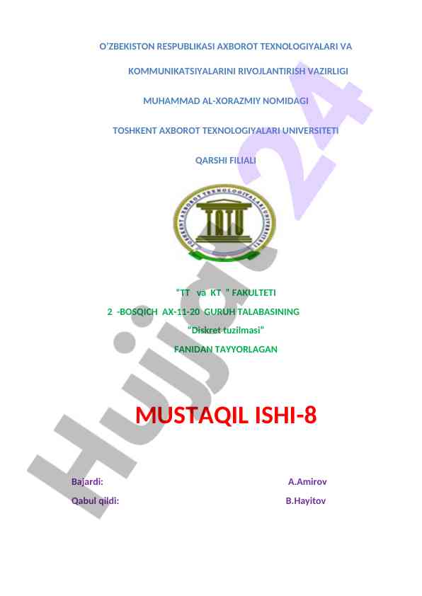 Diskret tuzilmalari prufer usuli bilan kodlash