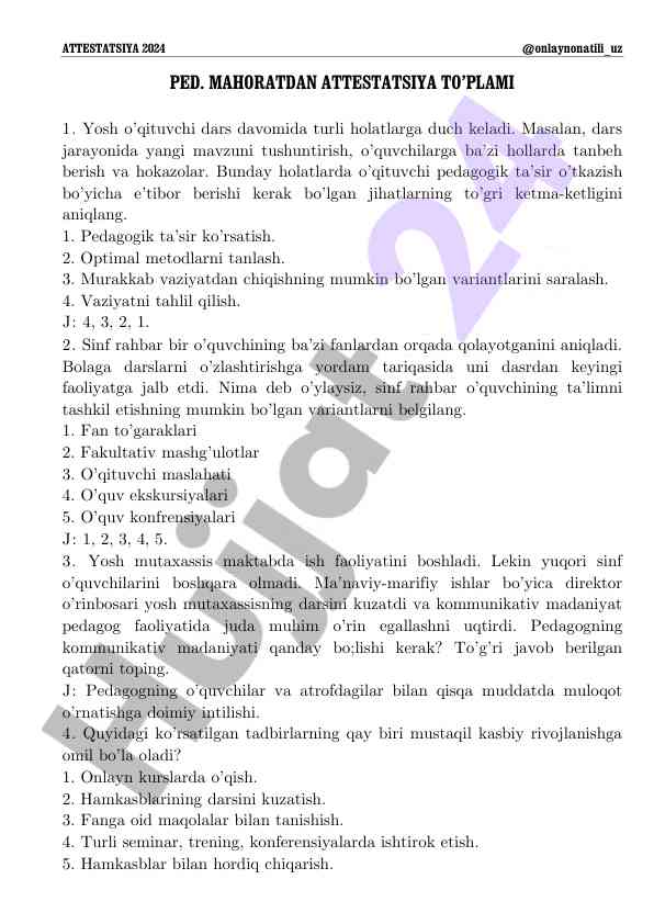 Pedagogik ta’sir va metodlar bo‘yicha qo‘llanma