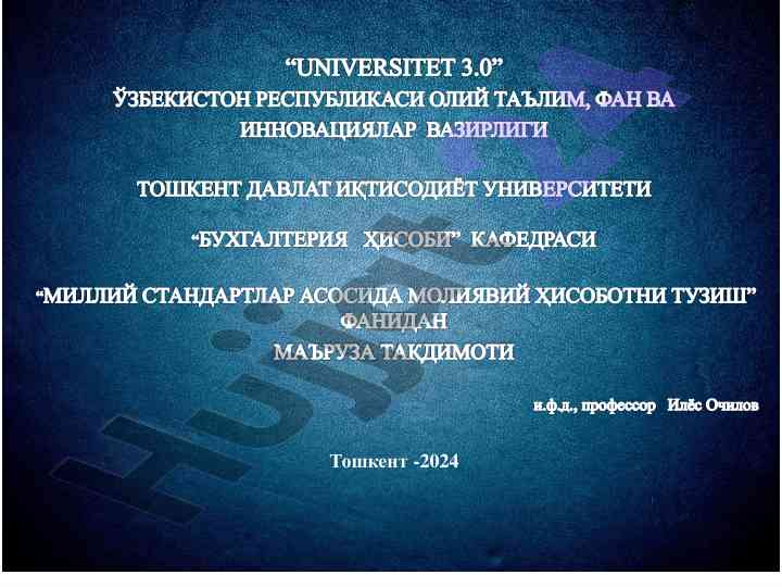 Moliyaviy hisobotni tuzish bo'yicha taqdimot