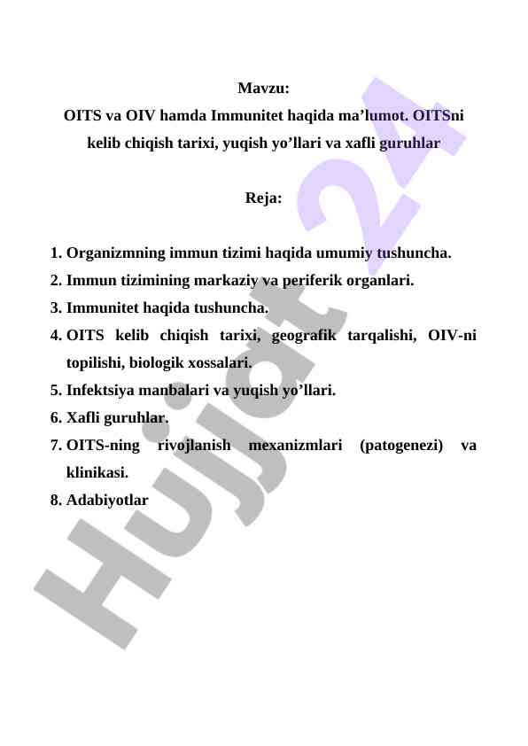 Oits va oiv immunitet haqida ma'lumotlar