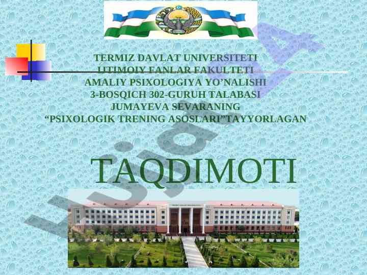 Psixologik trening asoslari taqdimoti