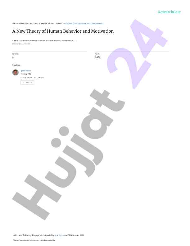 A new theory of human behavior and motivation
