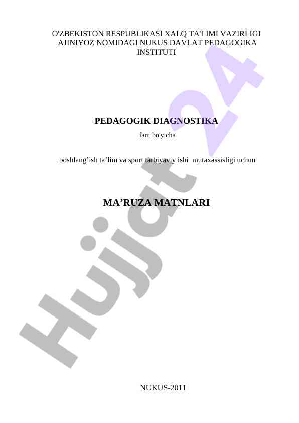 Pedagogik diagnostika fani va uning mohiyati