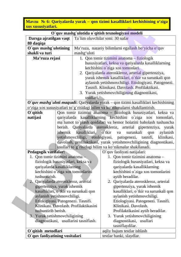 Qariyalarda yurak – qon tizimi kasalliklari taqdimoti