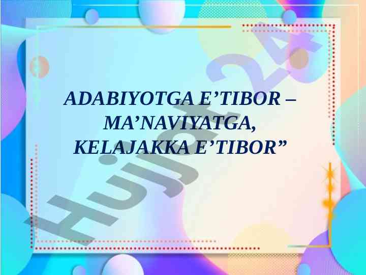 Adabiyot va ma'naviyatning yoshlar hayotidagi o'rni