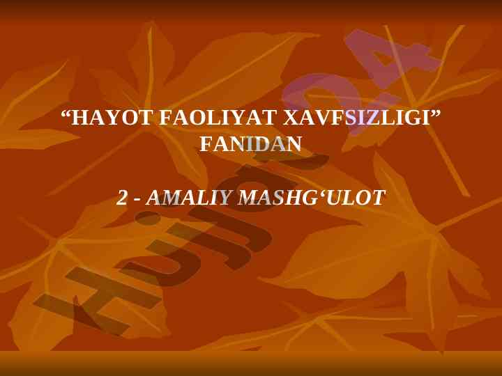 Shaxsiy himoya vositalari va ulardan foydalanish