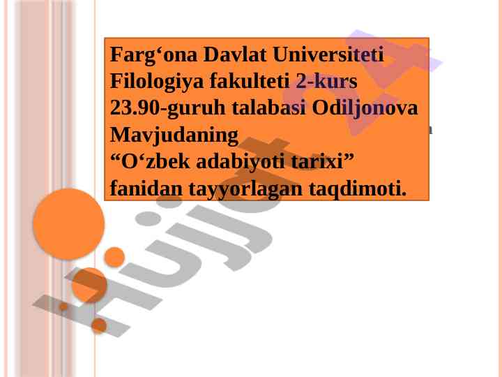 O‘zbek adabiyoti tarixi taqdimoti x-xi asrlarda