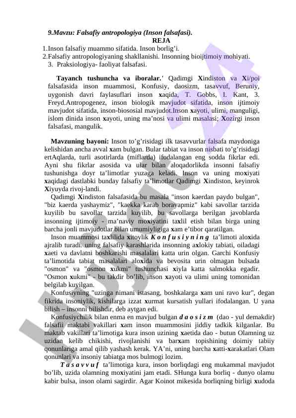 Falsafiy antropologiya inson falsafasi temalari