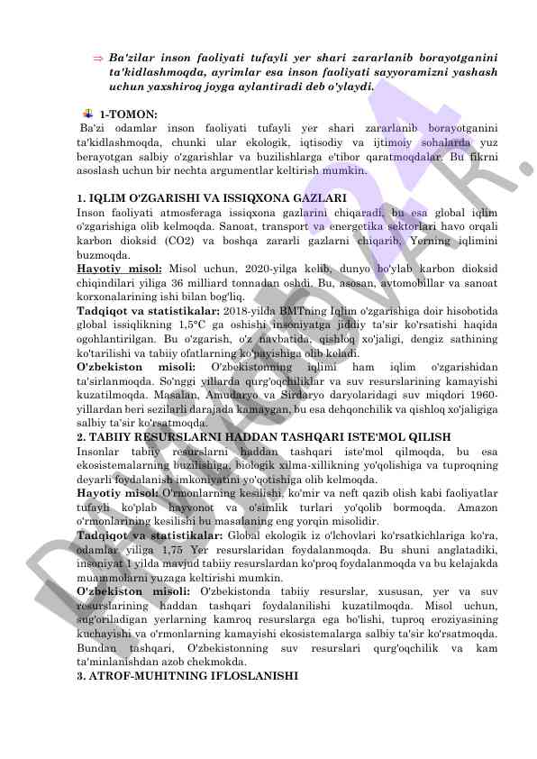 Iqlim o'zgarishi va inson faoliyati ta'siri