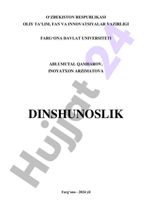 Dinshunoslik darslik oliy o‘quv yurtlari uchun