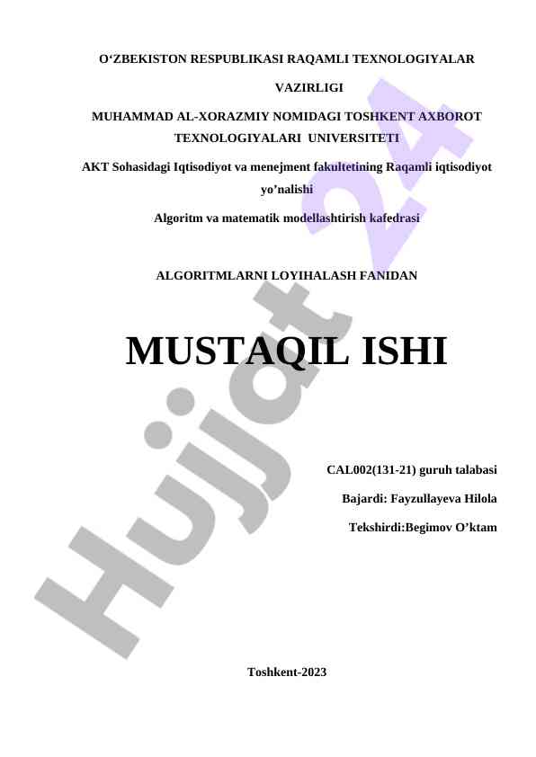 Xasis algoritmlar va ularning tushuntirilishi