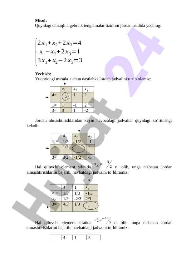Chiziqli algebraik tenglamalar tizimini yeish