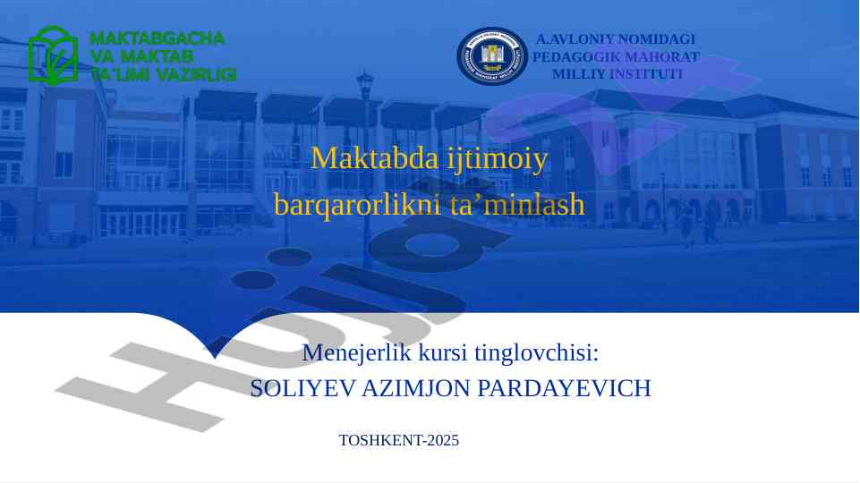 Maktabda ijtimoiy barqarorlikni taʼminlash