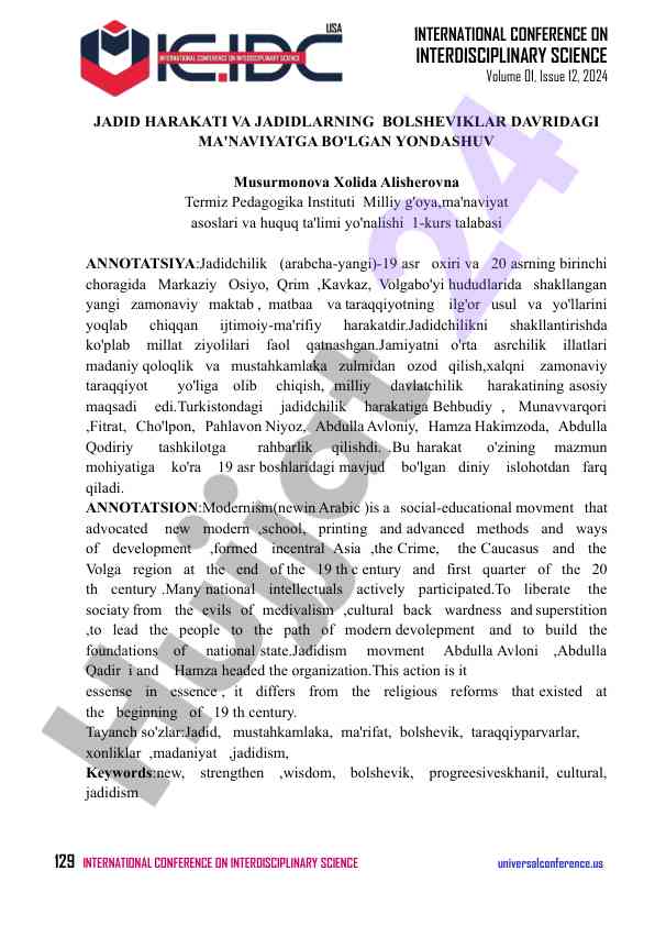 Jadid harakati va jadidlarning yondashuvlari