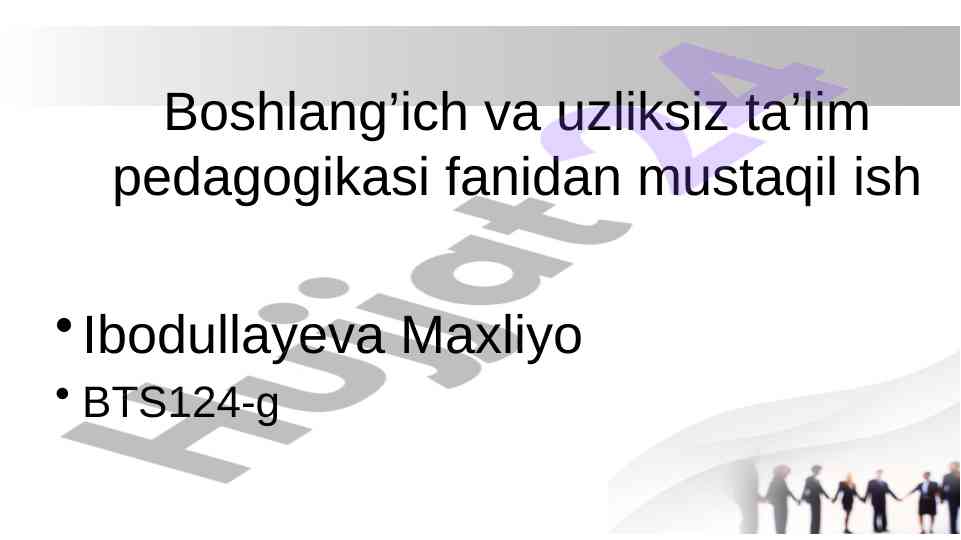 Ta’lim mazmuni va boshlang’ich ta’lim pedagogikasi