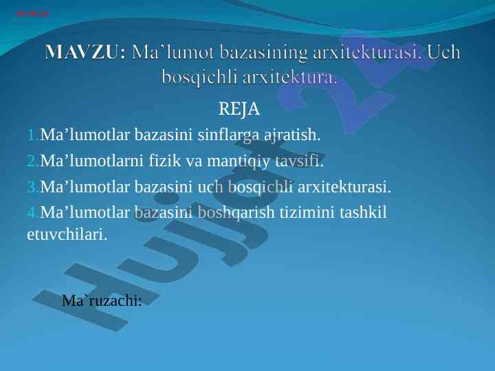 Ma’lumotlar bazalarini sinflarga ajratish usullari