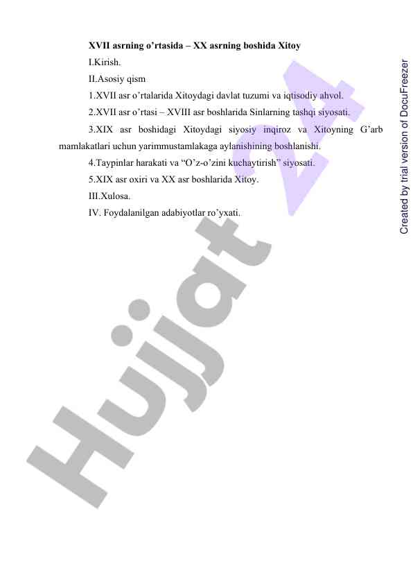 Xitoy siyosiy tarixi xvii asrdan xx asrgacha