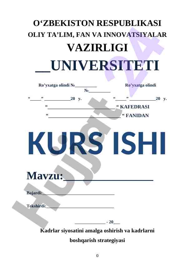 Kadrlar Siyosatini Amalda Olish Strategiyasi