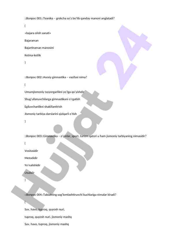 Gimnastika va jismoniy tarbiya darslari
