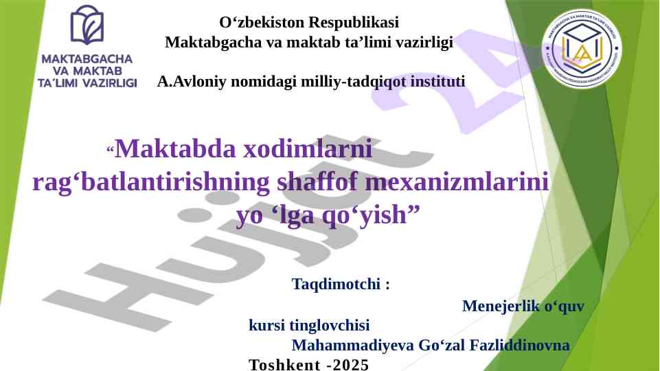 Maktabda xodimlarni rag‘batlantirish mexanizmlari