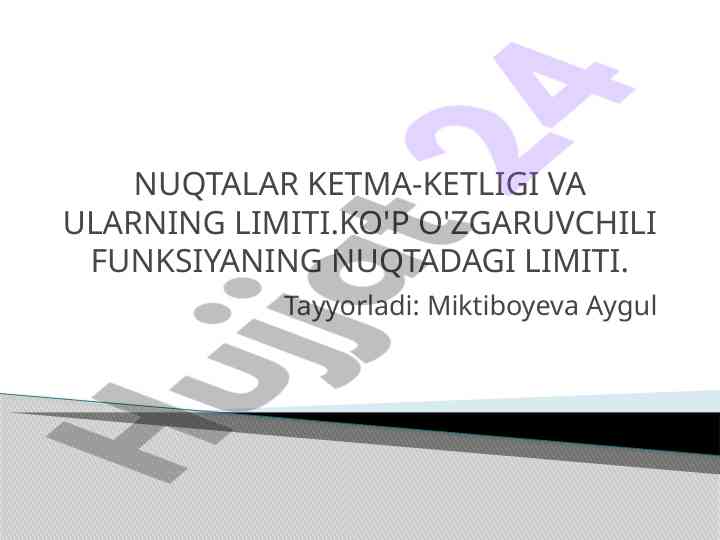 Nuqtalar ketma-ketligi va ularning limiti