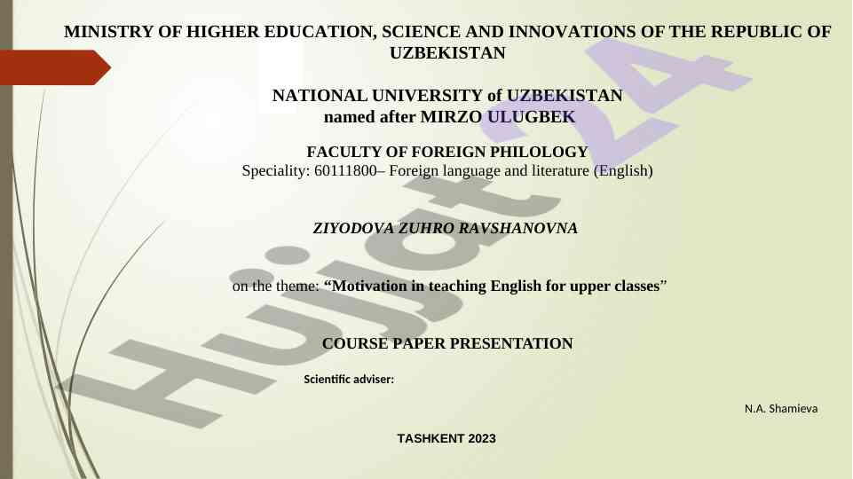 Motivation in teaching english for upper classes