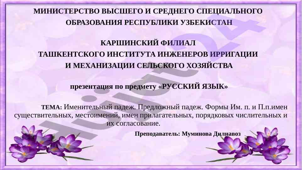 Именительный и предложный падеж русского языка